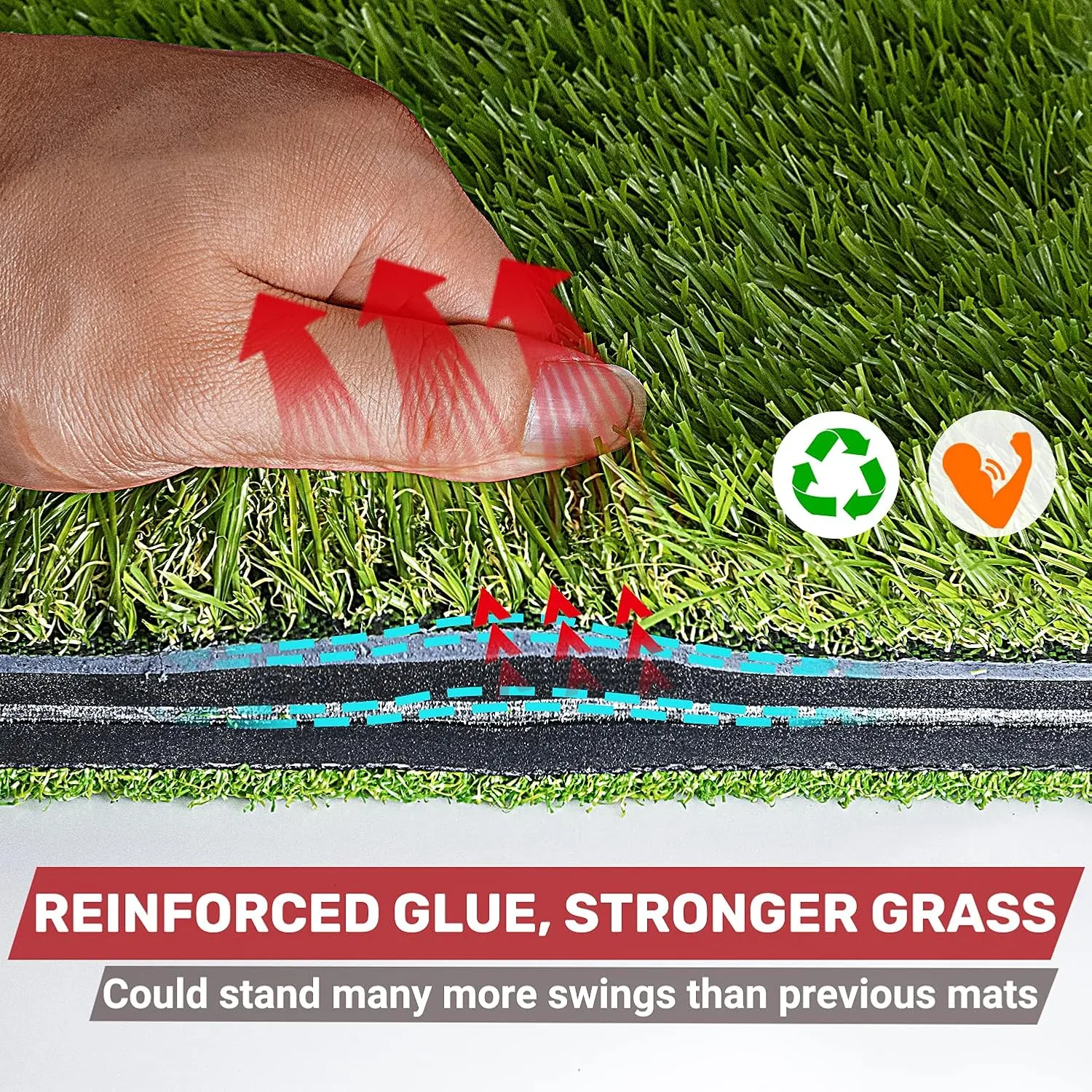 SAPLIZE Foldable Heavy-Duty Golf Hitting Mat, Practice Mat with 10mm EVA Rubber Backing, Larger Size for Indoor/Outdoor Swing and Chipping Practice, Anti-Deformation