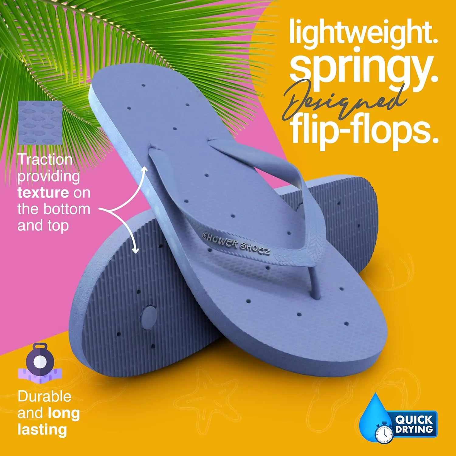 Shower Shoez Women's Non-Slip Pool Dorm Water Sandals Flip Flops
