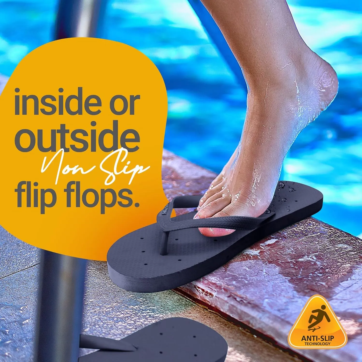 Shower Shoez Women's Non-Slip Pool Dorm Water Sandals Flip Flops