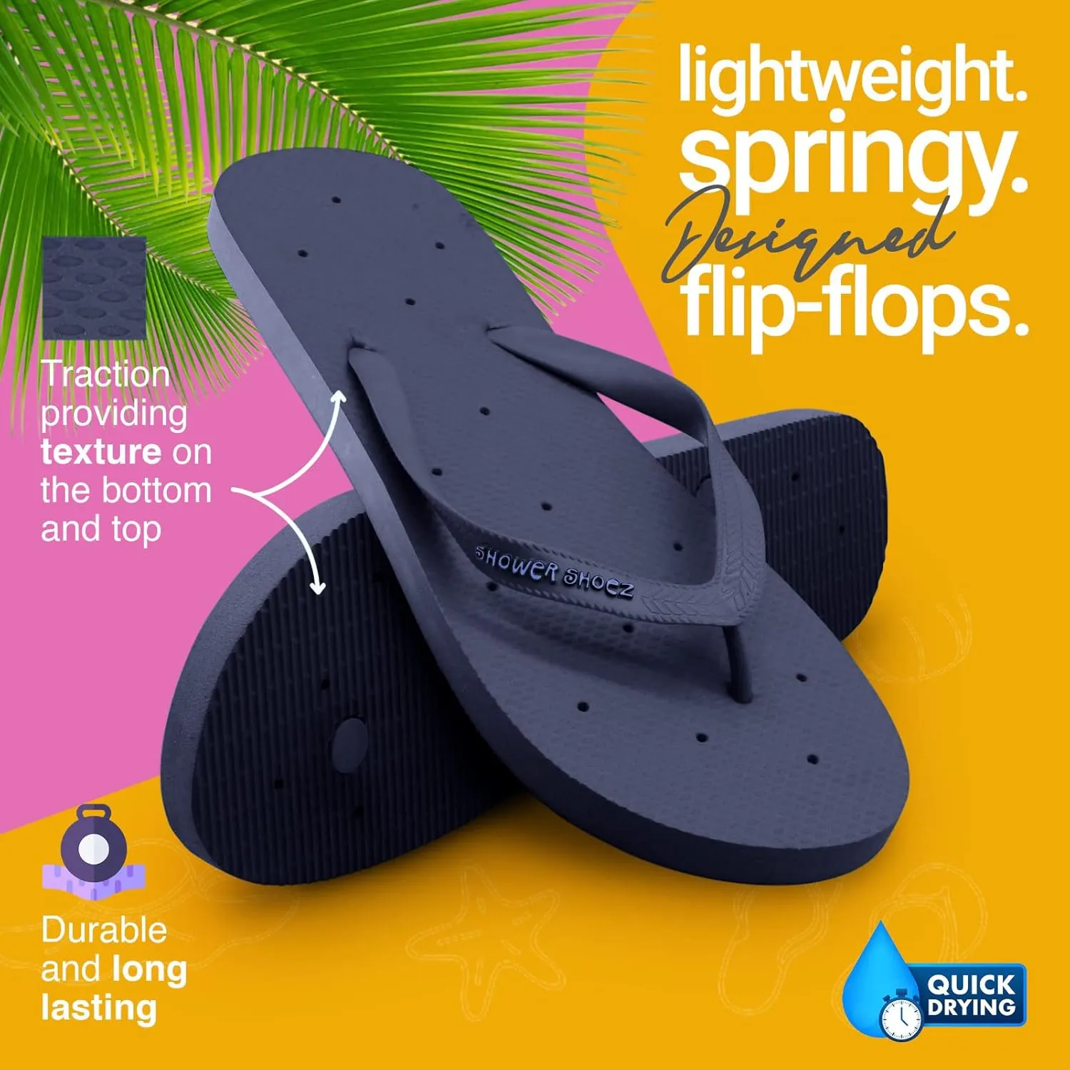 Shower Shoez Women's Non-Slip Pool Dorm Water Sandals Flip Flops