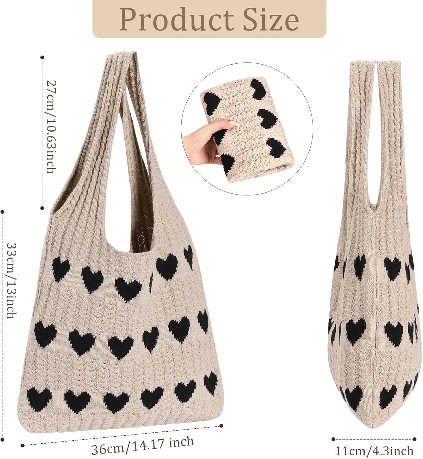 Sightor Crochet Tote Bag, Mesh Beach Bag Knit Summer Hobo Bag Vacation Boho Tote Bag for Women