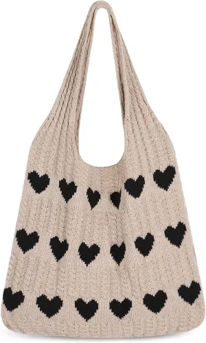 Sightor Crochet Tote Bag, Mesh Beach Bag Knit Summer Hobo Bag Vacation Boho Tote Bag for Women