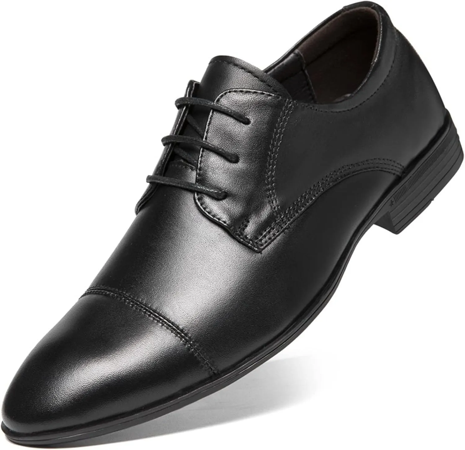 Single Season Formal Shoes for Men Lace Up Crocodile Print Derby Shoes Round Cap Toe Leather Rubber Sole Non Slip Block Heel Classic Very Popular Among Young People