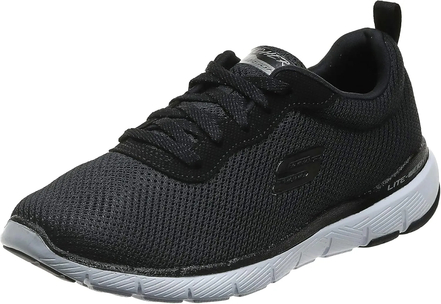Skechers Women's Flex Appeal 3.0-go Forward Sneaker, Black/White, 8.5 M US
