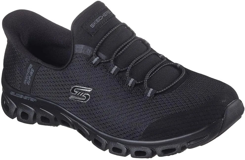 Skechers Women's Glide-Step-Pursuit Hands Free Slip-INS Sneaker, BBK=Black/Black, 10 Wide