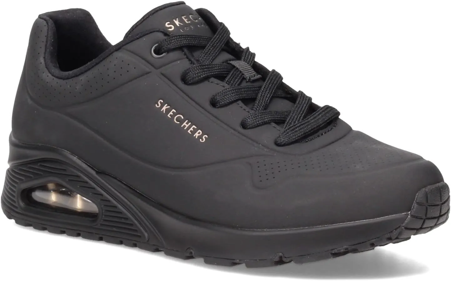 Skechers womens Skecher Street Women's Uno - Stand on Air Sneaker, Black/Black, 5 Wide US