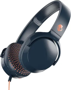 Skullcandy Riff On-Ear Wired Headphones, Convenient for Travel with 3.5mm Plug, Built-In Microphone, Foldable Lightweight Comfortable Design, Durable Headband - Blue/Sunset