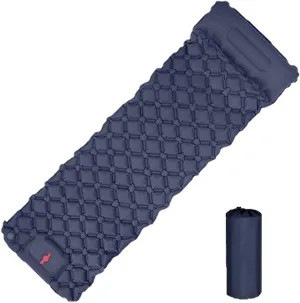 Sleeping Pad for Camping, Ultralight Foldable Camping Mattress with Pillow Built-in Foot Pump, for Backpacking, Hiking & Travel(Color:Navy)