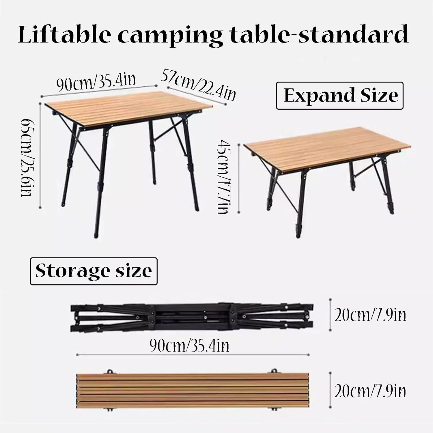 SOBOUR Lifting Camping Table Folding Tables for Camping Aluminum Roll-up Table Adjustable Table Legs for Indoor & Outdoor Party