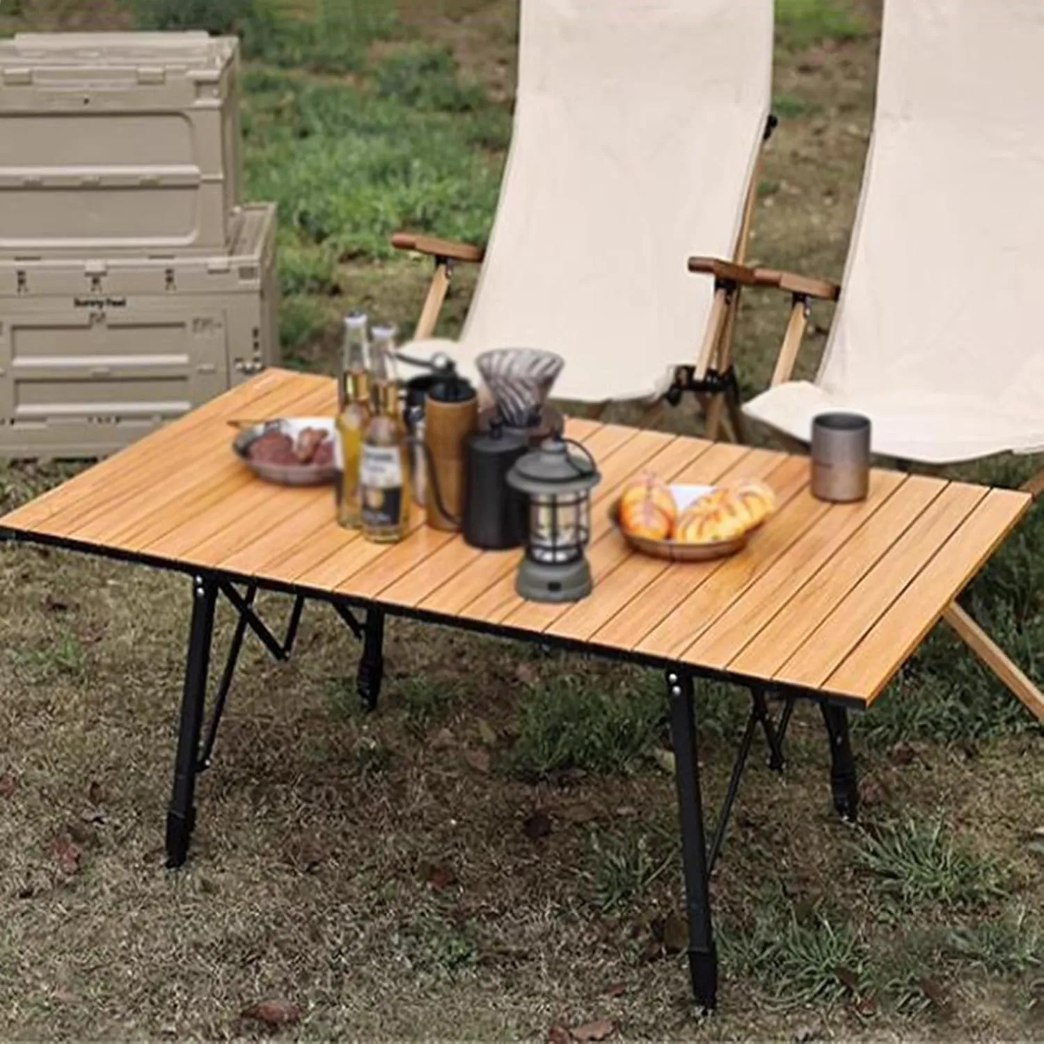 SOBOUR Lifting Camping Table Folding Tables for Camping Aluminum Roll-up Table Adjustable Table Legs for Indoor & Outdoor Party