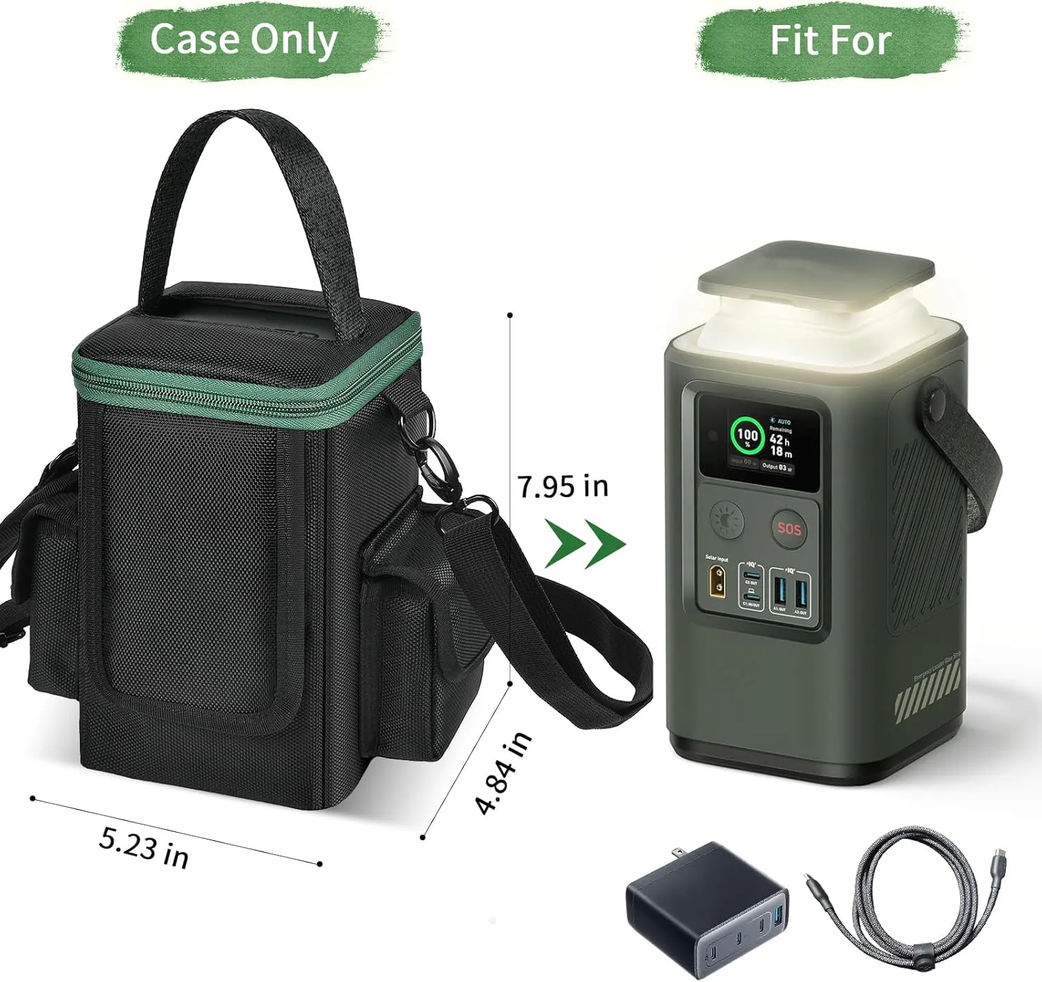 Soft Bag Compatible with Anker Power Bank, 60,000mAh PowerCore Reserve 192Wh, Charge Power Bank Storage Case Cover with Two Pockets for Battery Usb Cables and Accessories (Box Only) (Black)