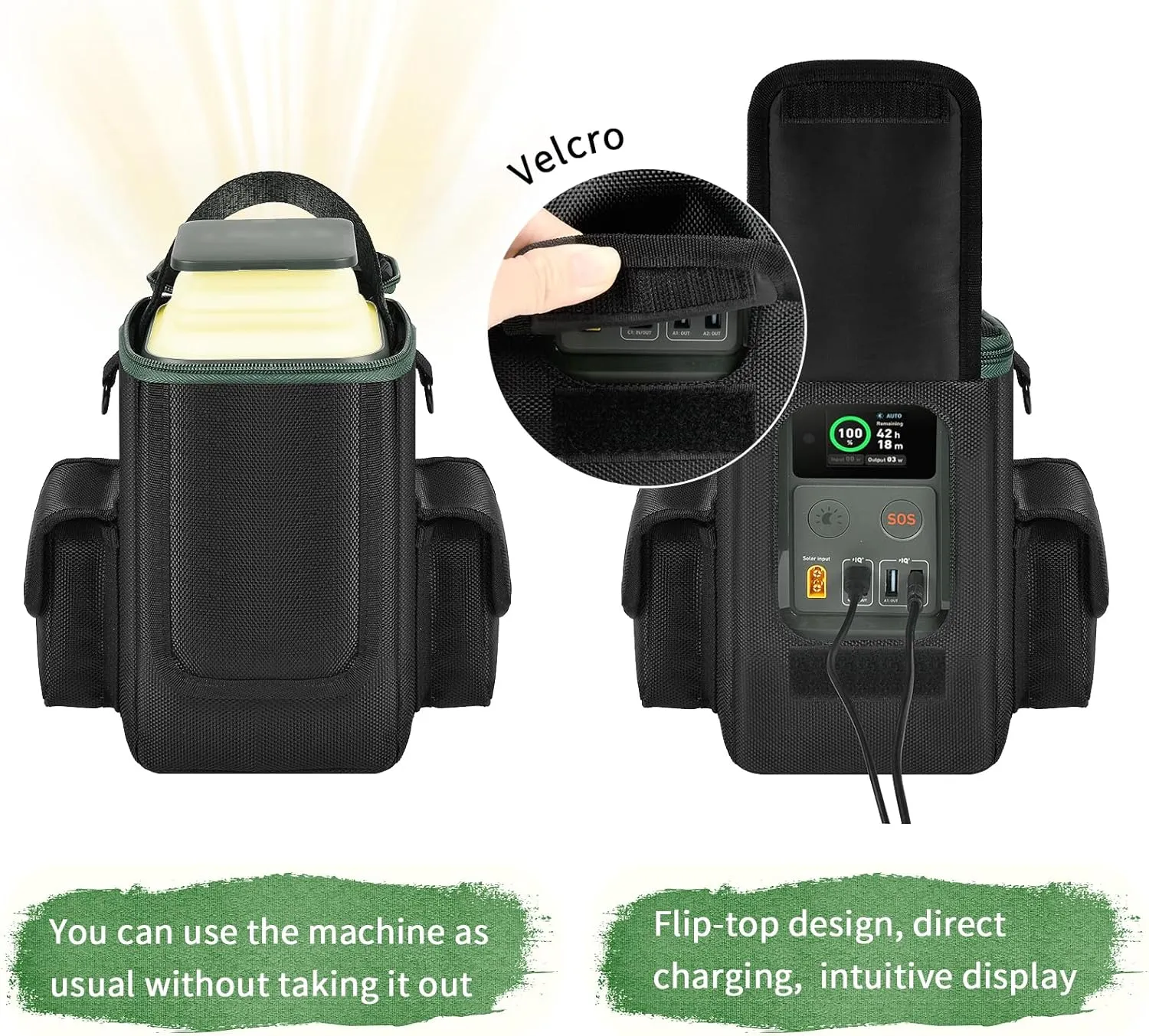 Soft Bag Compatible with Anker Power Bank, 60,000mAh PowerCore Reserve 192Wh, Charge Power Bank Storage Case Cover with Two Pockets for Battery Usb Cables and Accessories (Box Only) (Black)