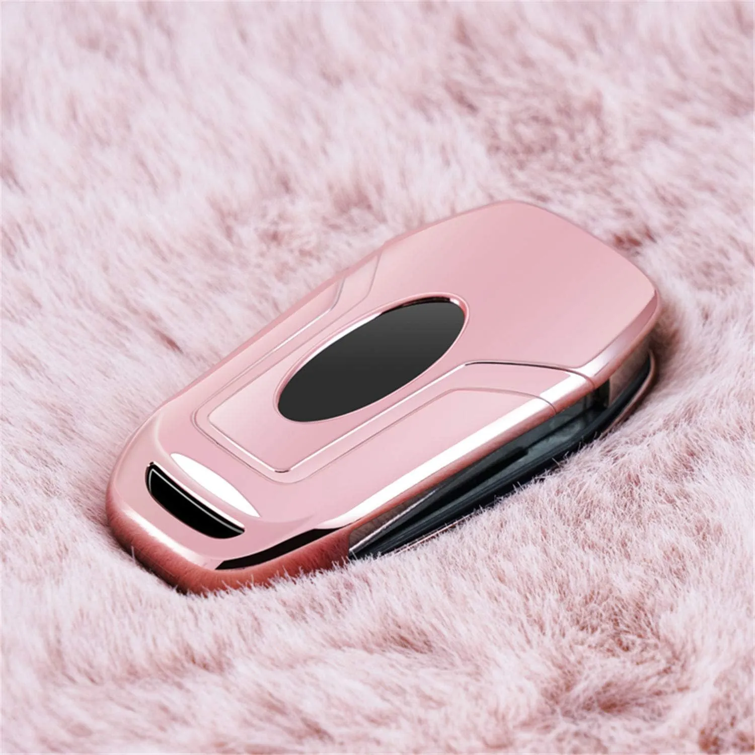 Soft TPU Case Protector Key Fob Cover for Ford EcoSport Escort Explorer F-150 F-250 F-350 F-450 F-550 Super Duty Mondeo Ranger Titanium Flip Car Key Shell - Glossy Red - Metal Keychain