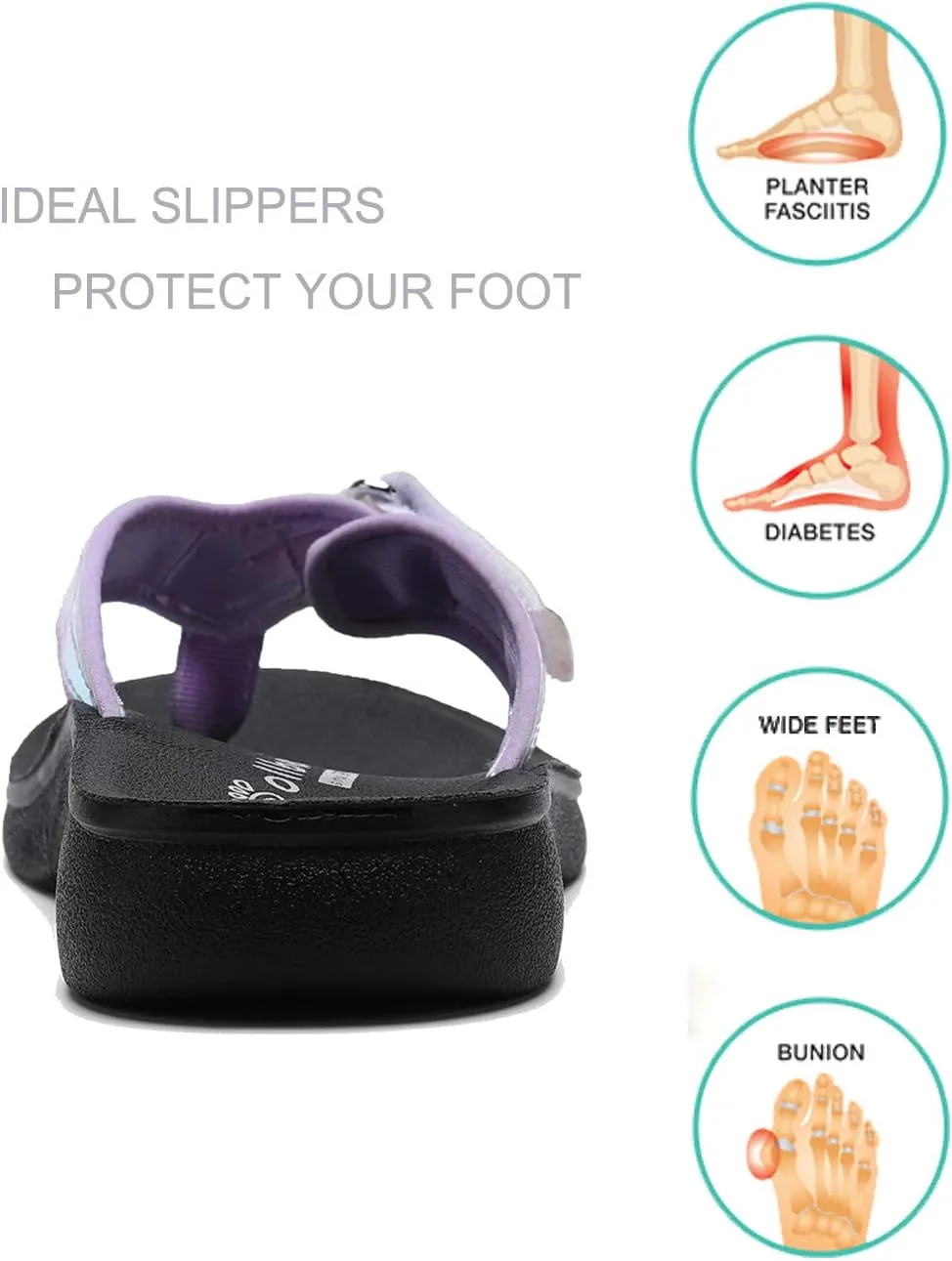 SOLLBEAM Womens Original Orthotic Comfort Thong Style Flip Flops Sandals With Arch Support Heel Cup