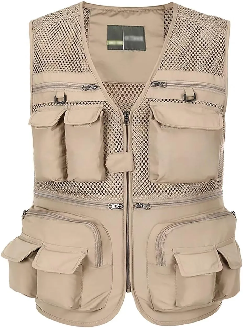 Spanye Mens Fishing Hunting Vest Outdoor Travel Utility Vest Tactical Work Jacket Multi Pocket