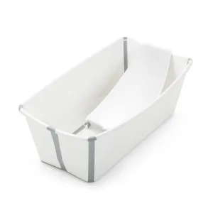 Stokke Flexi Bath Bundle, White - Foldable Baby Bathtub   Newborn Support - Durable & Easy to Store - Convenient to Use at Home or Traveling - Best for Newborns & Babies Up to 48 Months