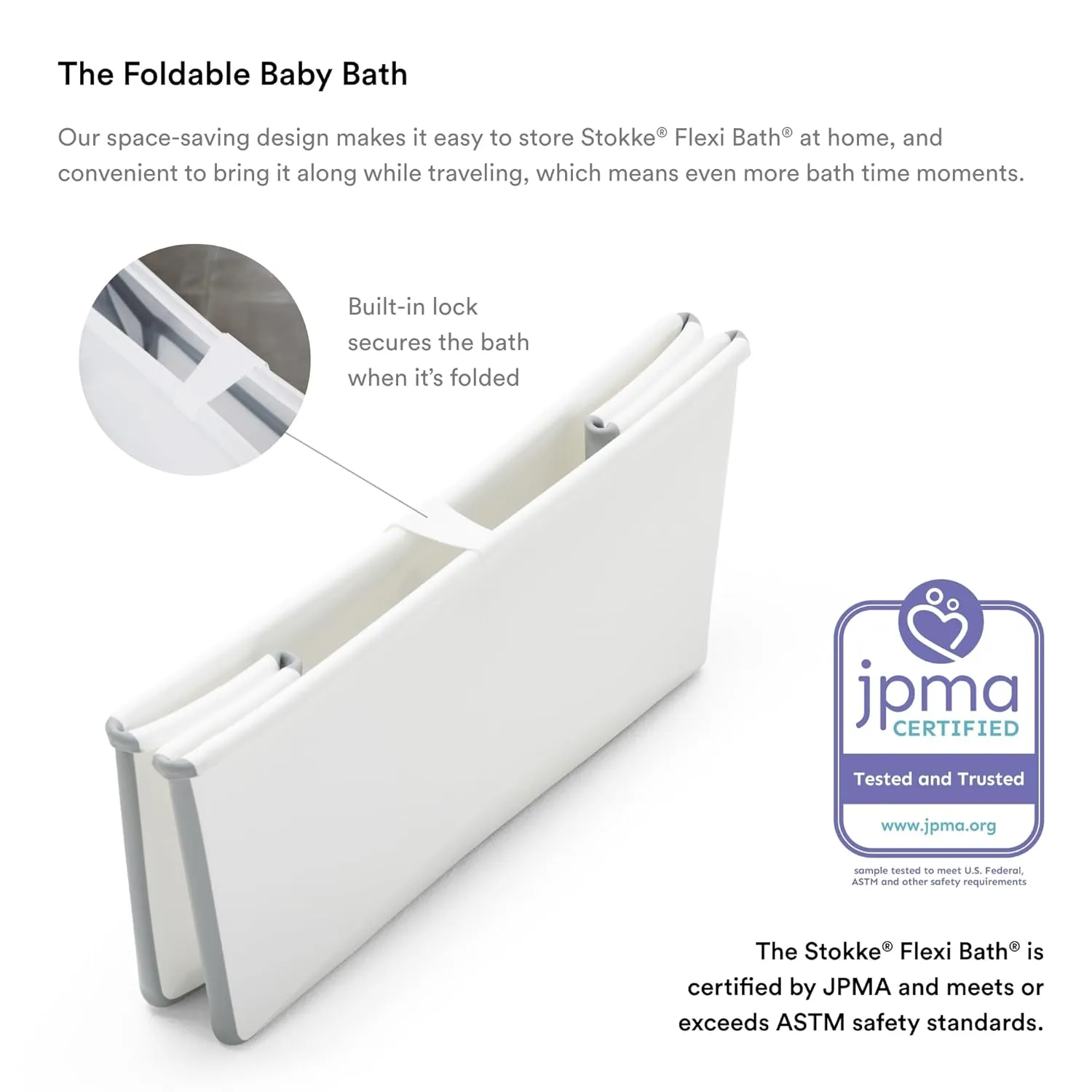 Stokke Flexi Bath Bundle, White - Foldable Baby Bathtub   Newborn Support - Durable & Easy to Store - Convenient to Use at Home or Traveling - Best for Newborns & Babies Up to 48 Months