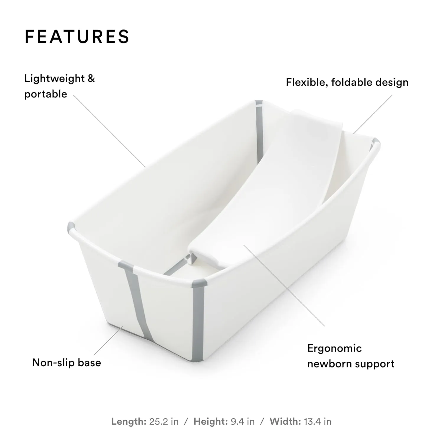 Stokke Flexi Bath Bundle, White - Foldable Baby Bathtub   Newborn Support - Durable & Easy to Store - Convenient to Use at Home or Traveling - Best for Newborns & Babies Up to 48 Months