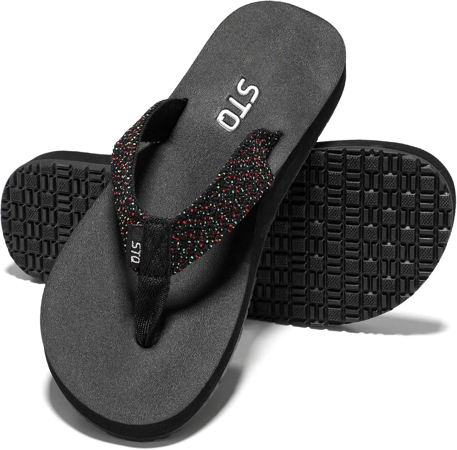 STQ Womens Quick Dry Flip Flops with Yoga Mat Sole丨Arch Support Thong Sandals
