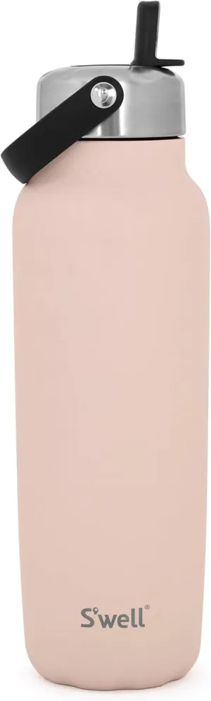 S'well Recycled Stainless Steel Explorer with Flip Straw Lid and Handle, 40oz, Himalayan Salt, Triple Layered Vacuum Insulated Containers Keeps Drinks Cold for 54 Hours and Hot for 12