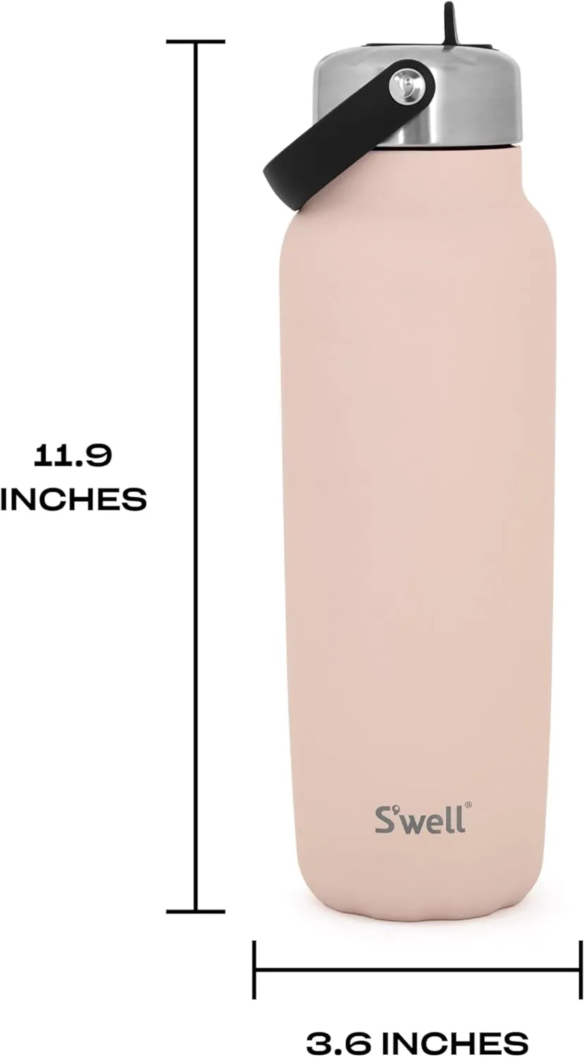 S'well Recycled Stainless Steel Explorer with Flip Straw Lid and Handle, 40oz, Himalayan Salt, Triple Layered Vacuum Insulated Containers Keeps Drinks Cold for 54 Hours and Hot for 12