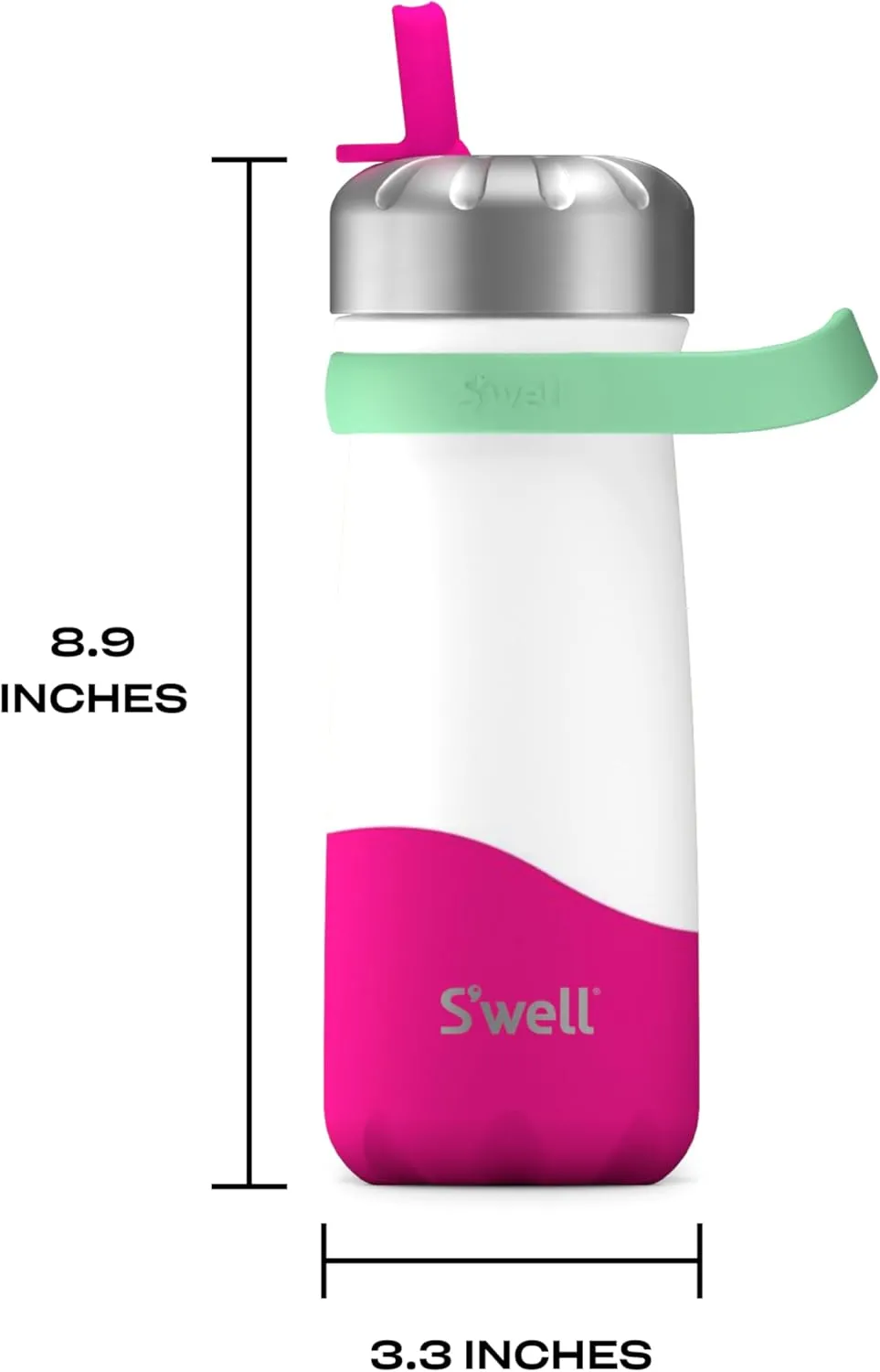 S'well Stainless Steel Traveler with Flip Straw Lid, 16oz, Dragonfruit, Triple Layered Vacuum Insulated Containers Keeps Drinks Cold for 24 Hours, BPA Free, Easy Carrying On the Go