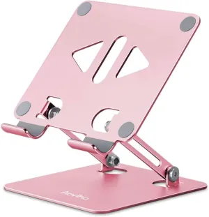 Tablet Stand Holder for Desk, Adjustable Desktop Tablet Holder, Foldable Aluminum Tablet Mount for iPad pro 12.9, iPad Air Mini, Samsung Galaxy Tabs Z Fold Kindle Fire,4-12 inch, Rose Gold
