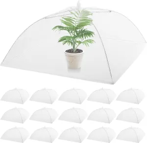 Tanlade 16 Pcs Mesh Plant Cover Reusable Dome Screen Plant Covers Tent Outdoor Plant Protect Tent Collapsible Plant Umbrella Plant Netting Food Cover Net for Plants Food Vegetable Gardening (17 Inch)