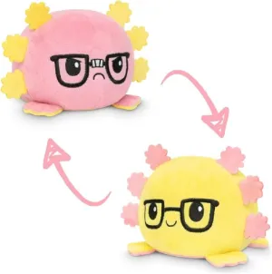 TeeTurtle - The Original Reversible Axolotl Plushie - Yellow   Pink Glasses - Cute Sensory Fidget Stuffed Animals That Show Your Mood