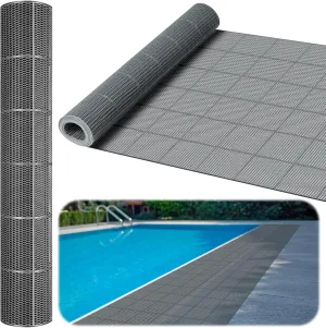 Tondiamo Drainage Pool Flooring Mats Swimming Pool Non Slip Mat PVC Splash Matting Mesh Hollow Doormat Roll for Outdoor Indoor Patio Restaurant Garage Kitchen Bathroom Bars(3 x 10 ft,Grey)
