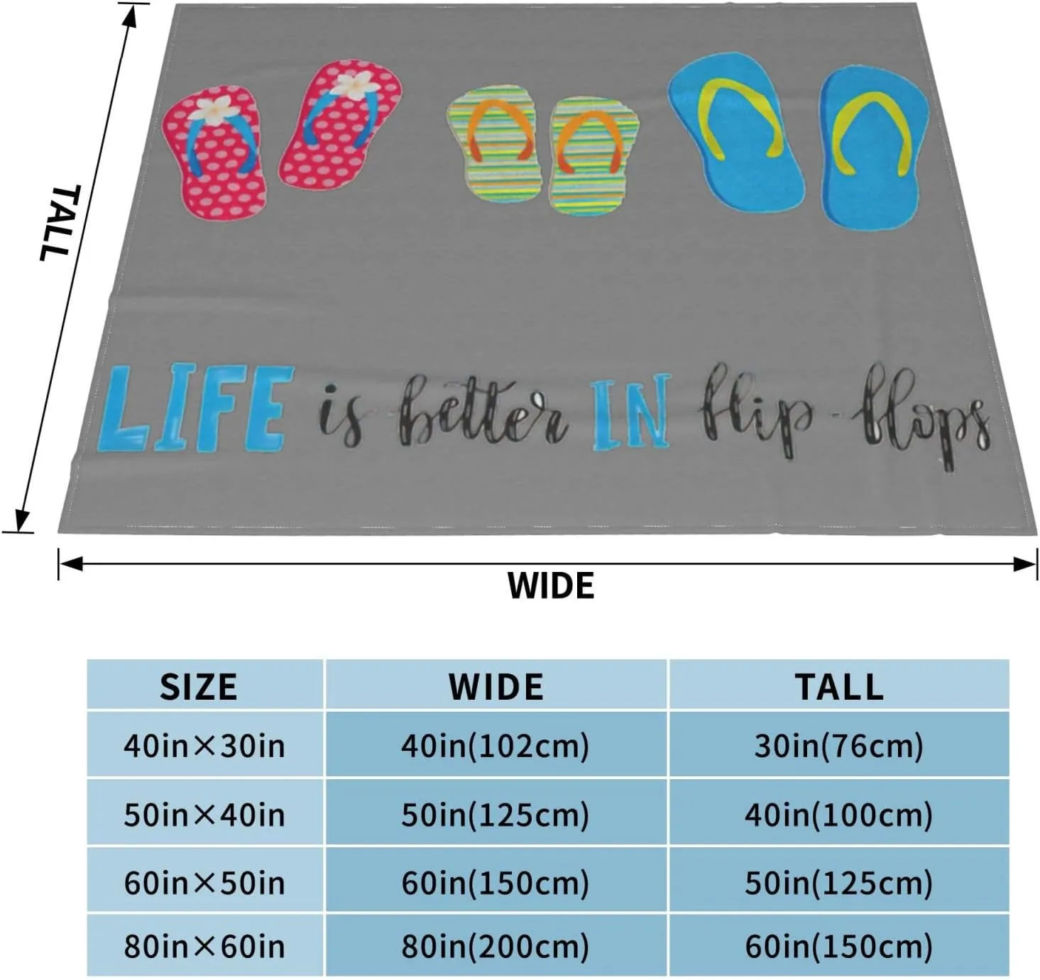 Ultra-Soft Flannel Flip Flops Calligraphy Beach Shoes Print Blanket are Suitable for Beds, Sofas, Camping, Cinemas