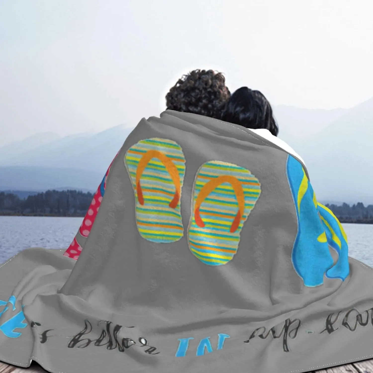 Ultra-Soft Flannel Flip Flops Calligraphy Beach Shoes Print Blanket are Suitable for Beds, Sofas, Camping, Cinemas