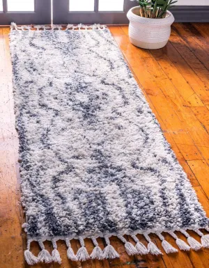 Unique Loom Hygge Shag Collection Area Rug - Valley (2' 7" x 8' 2" Runner, Gray/ Beige)