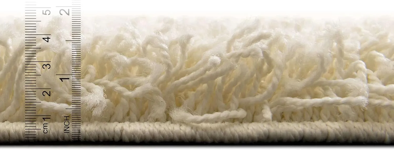 Unique Loom Solid Shag Collection Area Rug (8' x 11' Rectangle, Pure Ivory)