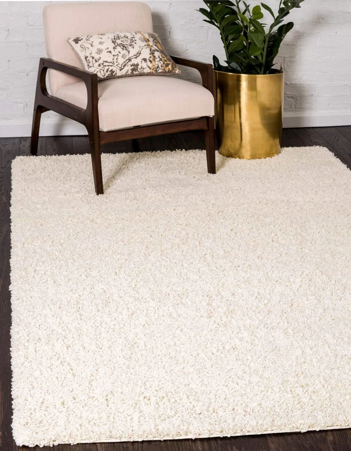 Unique Loom Solid Shag Collection Area Rug (8' x 11' Rectangle, Pure Ivory)