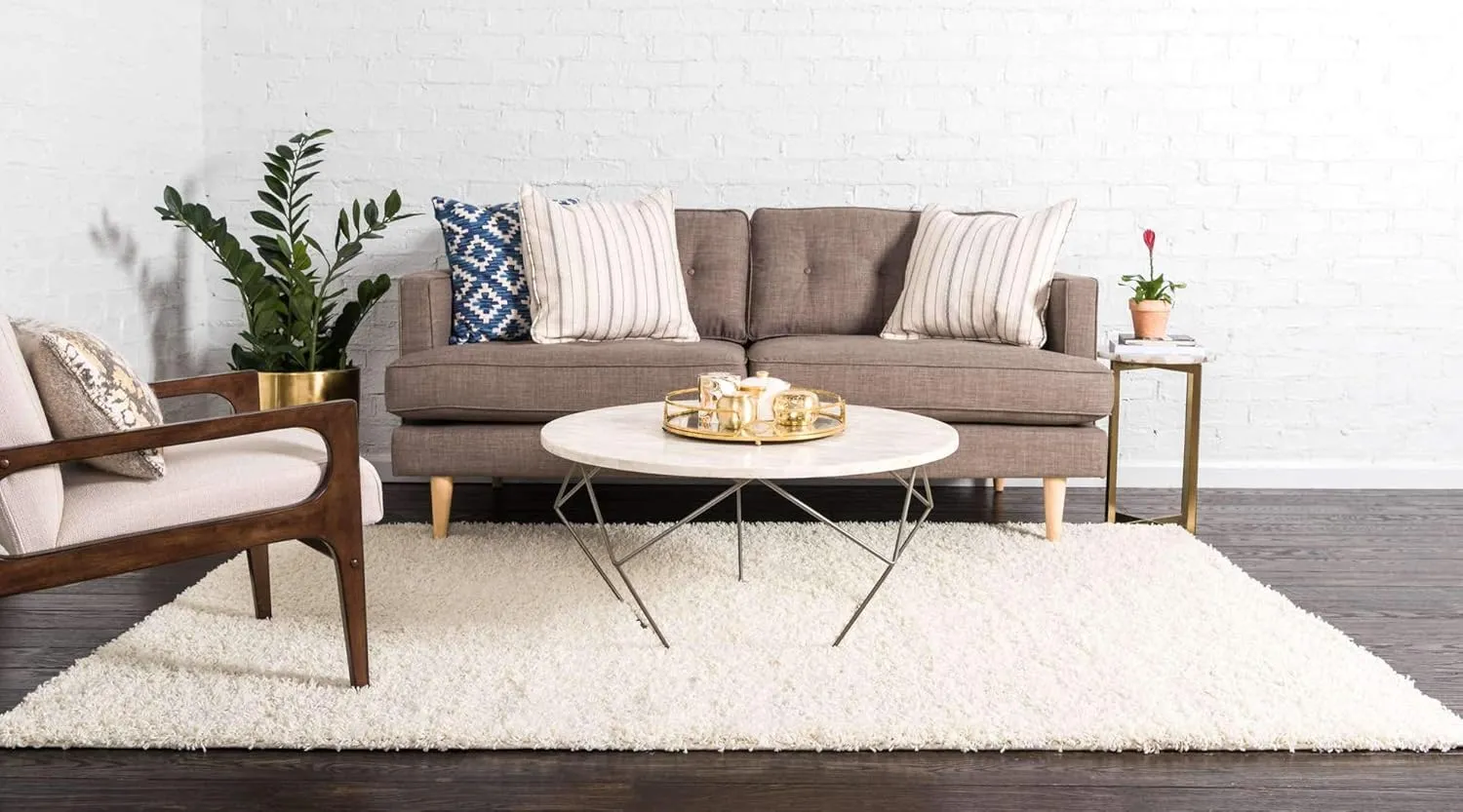 Unique Loom Solid Shag Collection Area Rug (8' x 11' Rectangle, Pure Ivory)