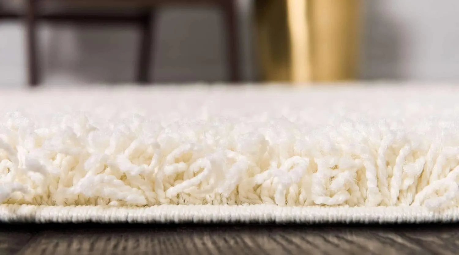 Unique Loom Solid Shag Collection Area Rug (8' x 11' Rectangle, Pure Ivory)