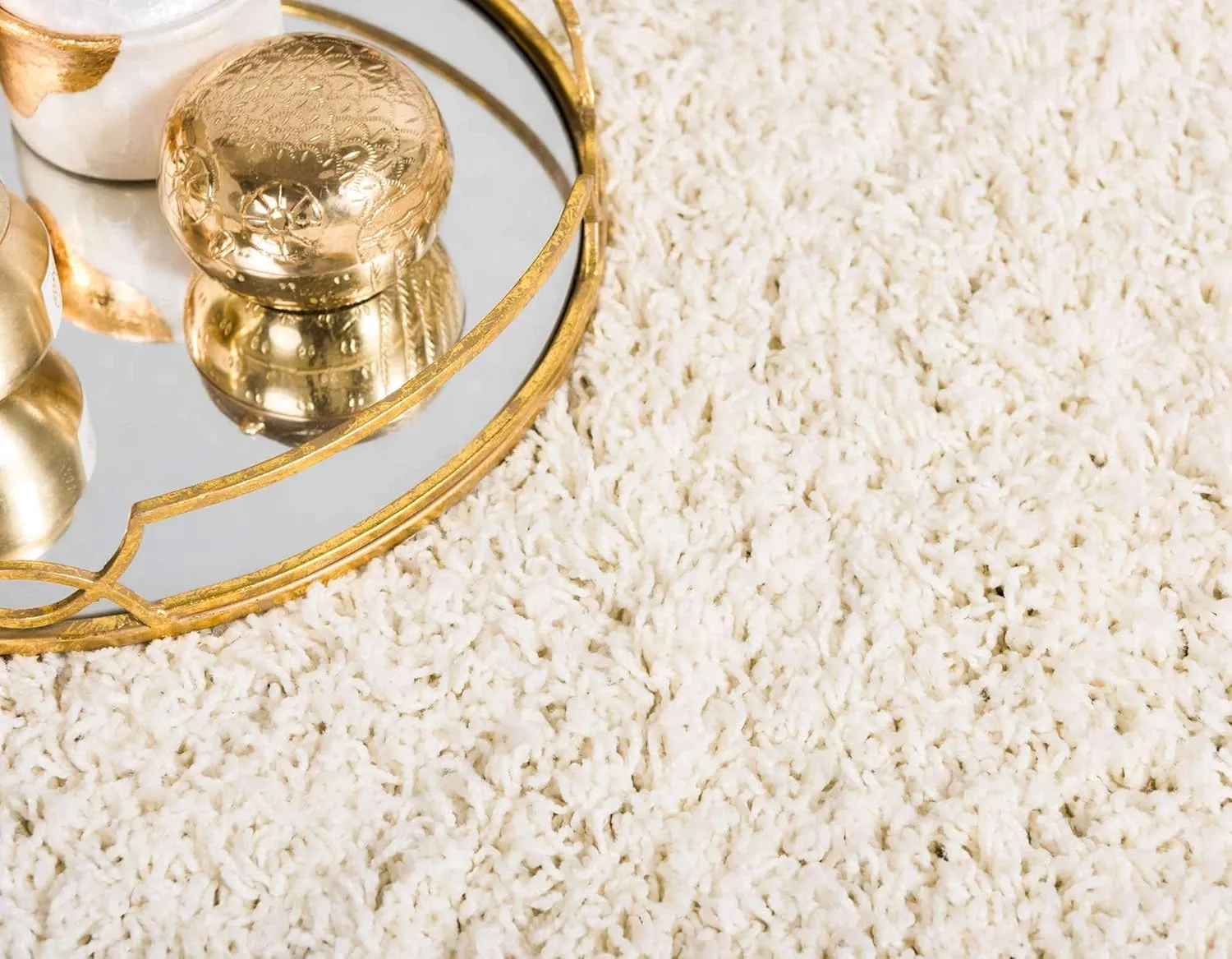 Unique Loom Solid Shag Collection Area Rug (8' x 11' Rectangle, Pure Ivory)