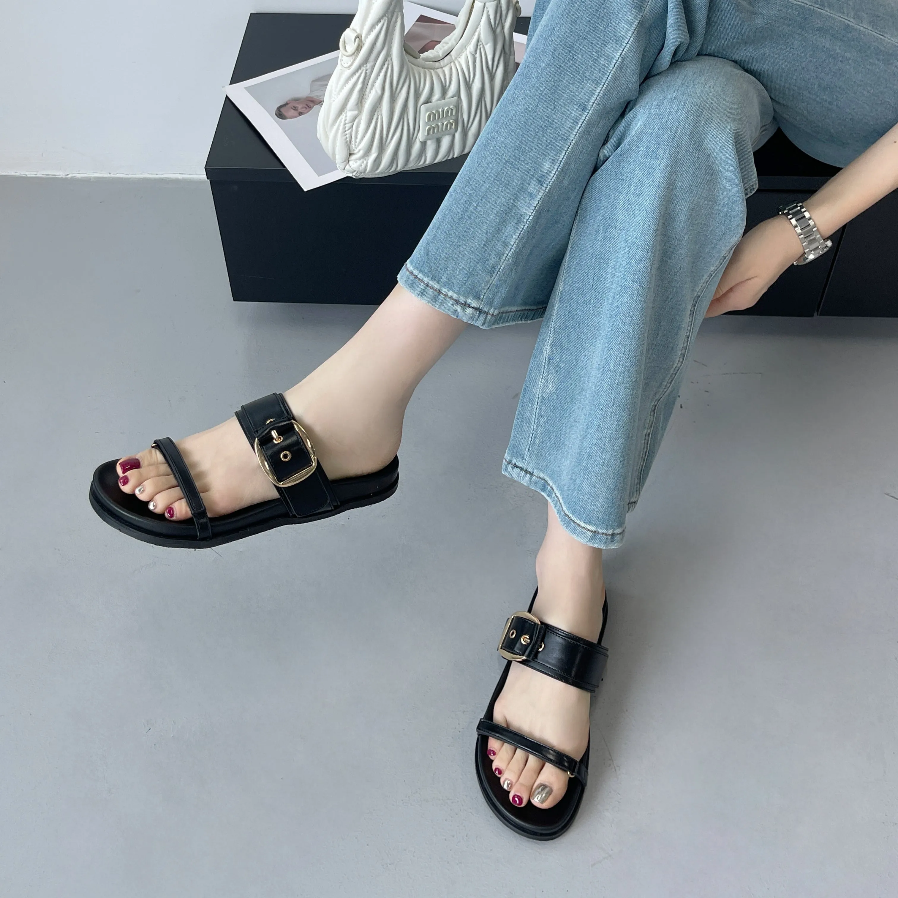 Urban Chic Buckle Slides