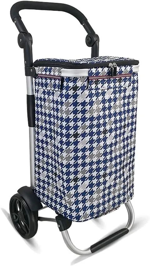 Utility Shopping Cart Shopping Trolley Aluminum Frame Foldable Grocery Store Trolley with Fabric Bag Bearing Wheel Portable Shopping Trolley 17.7*13.7*36.4 Inch Portable Grocery Cart to Save Space