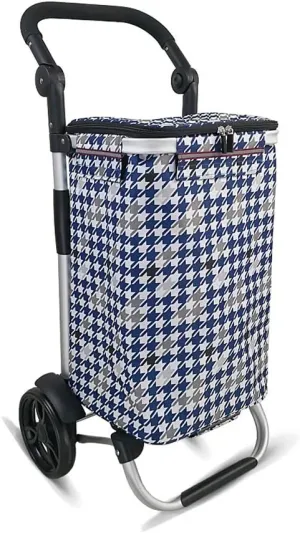 Utility Shopping Cart Shopping Trolley Aluminum Frame Foldable Grocery Store Trolley with Fabric Bag Bearing Wheel Portable Shopping Trolley 17.7*13.7*36.4 Inch Portable Grocery Cart to Save Space