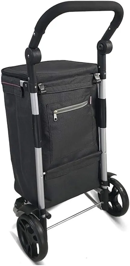 Utility Shopping Cart Shopping Trolley Aluminum Frame Foldable Grocery Store Trolley with Fabric Bag Bearing Wheel Portable Shopping Trolley 17.7*13.7*36.4 Inch Portable Grocery Cart to Save Space