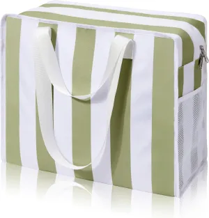 Utility Tote Beach Bag Waterproof Sandproof Women 38L Large Travel Shoulder Handbag Pool Bag Zip Foldable Bottom Pad