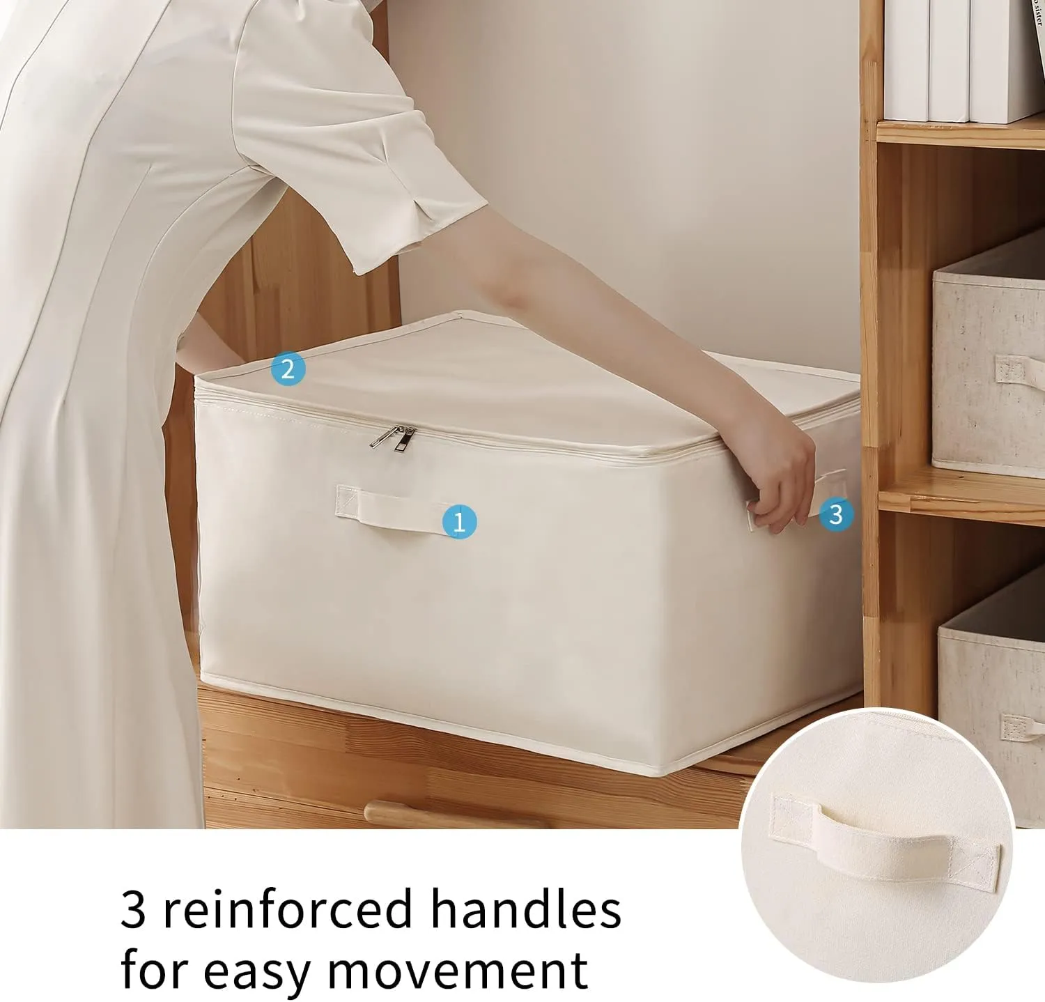 Vailando 6-Pack Large Canvas Comforter Storage Bags Closet Organizer for Clothes Sweater Clothes Organizer with Dual Zipper Three Carrying Handles for Blanket Closet Storage Container