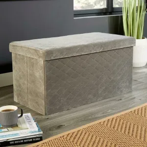 Velvet Fabric Storage Box in Grey