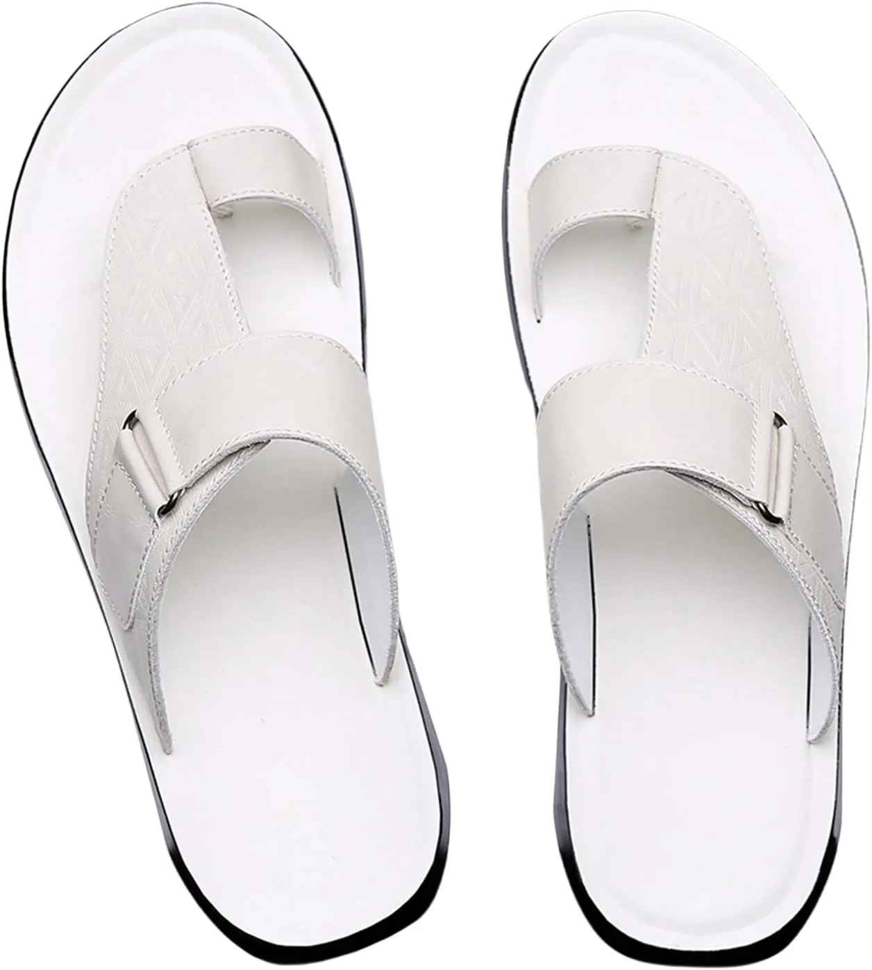 Verdusa Men's PU Leather Thong Sandals Open Toe Slip on Slippers