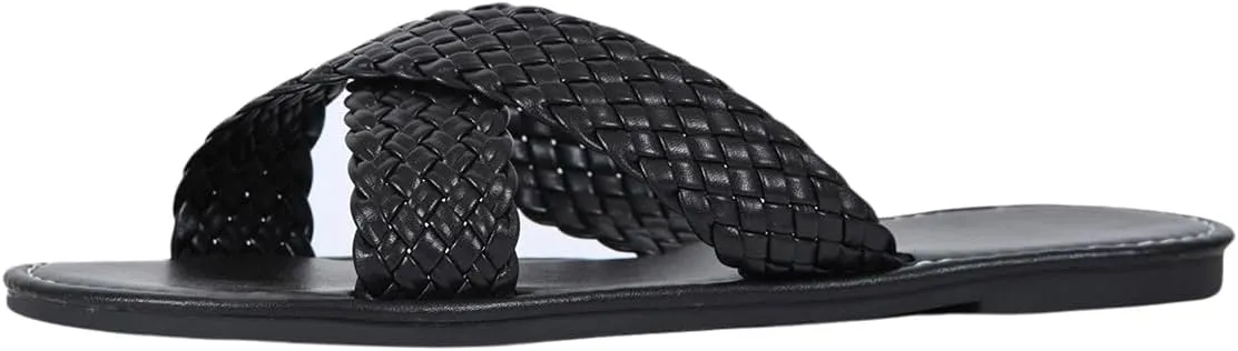 Verdusa Women's Criss Cross Braided Flat Sandals Open Toe Slip On Slippers