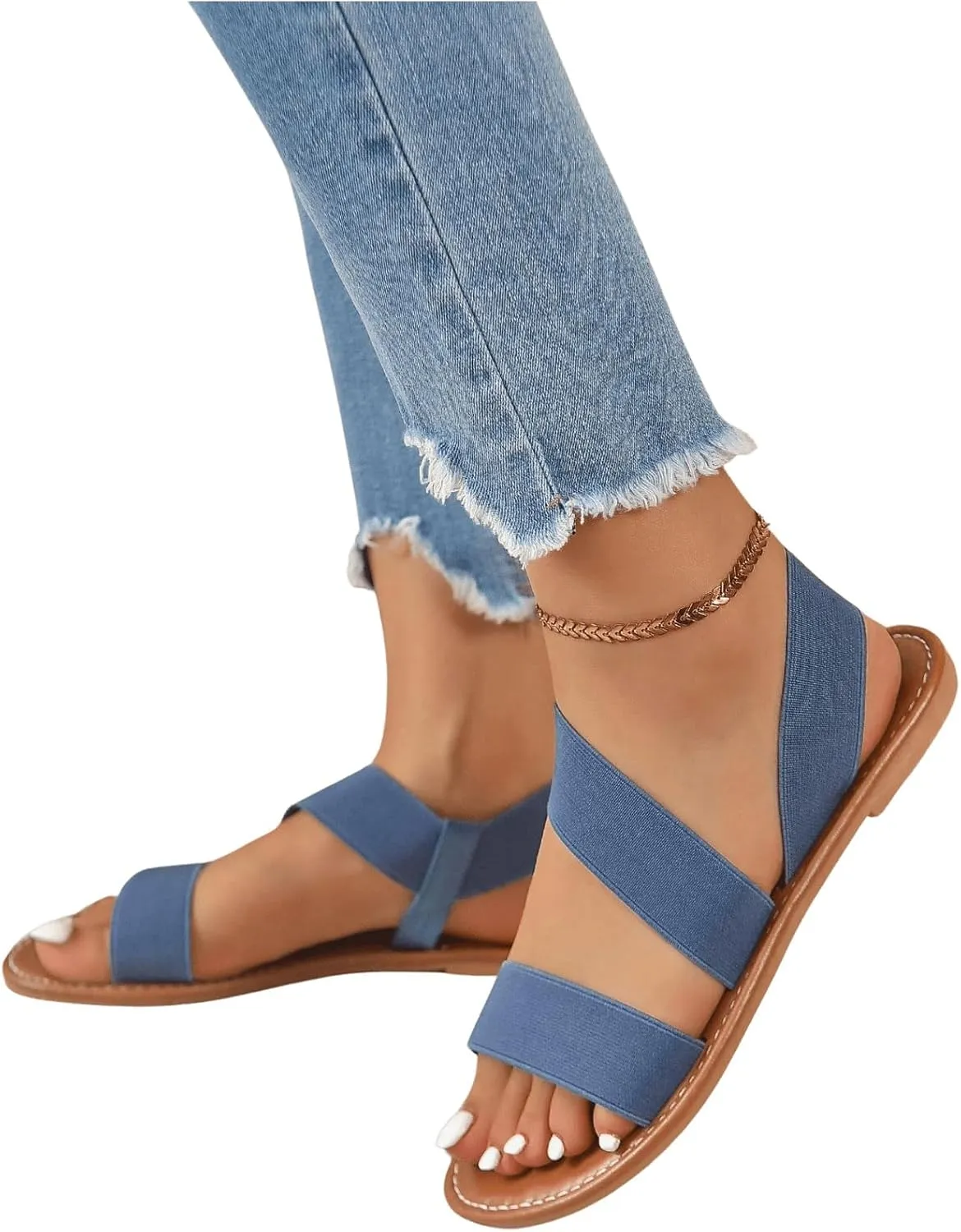 Verdusa Women's Flat Sandals Slip On Summer Open Toe Braided Slingback Shoes