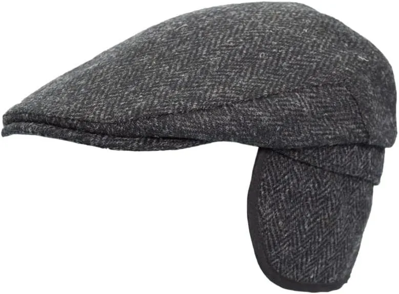Walker and Hawkes - Harris Tweed Edward Flat Cap w/Foldable Ear Flaps