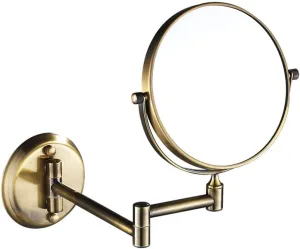 Wall Mounted Makeup Mirror with 3X Magnification, Makeup Mirror for Girls, 6 Inches, 360 Degree Swivel, Two-Sided Extendable, Bathroom and Hotel, Chrome Finish, Made of Brass ( Color : Antique Copper